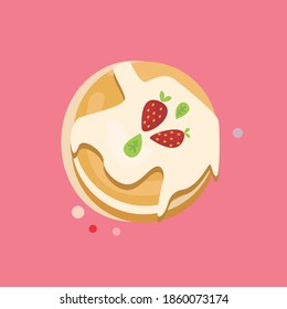 Pancake icon, tasty pancake, stawberry cake vector