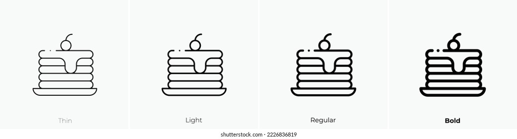 pancake icon. Thin, Light Regular And Bold style design isolated on white background