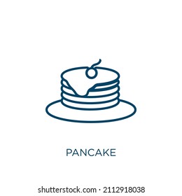 pancake icon. Thin linear pancake outline icon isolated on white background. Line vector pancake sign, symbol for web and mobile