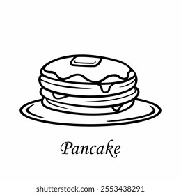 Pancake icon vector design with honey, syrup and fruit. Icon image for food apps and websites.