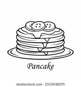 Pancake icon vector design with honey, syrup and fruit. Icon image for food apps and websites.