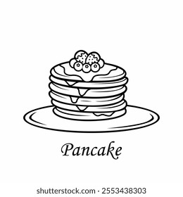 Pancake icon vector design with honey, syrup and fruit. Icon image for food apps and websites.