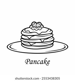 Pancake icon vector design with honey, syrup and fruit. Icon image for food apps and websites.