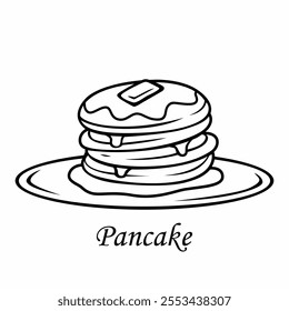 Pancake icon vector design with honey, syrup and fruit. Icon image for food apps and websites.