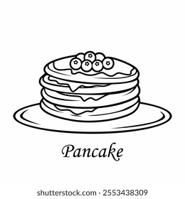 Pancake icon vector design with honey, syrup and fruit. Icon image for food apps and websites.