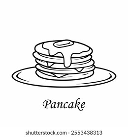 Pancake icon vector design with honey, syrup and fruit. Icon image for food apps and websites.