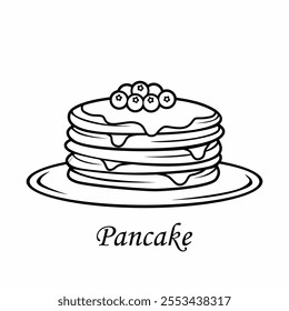 Pancake icon vector design with honey, syrup and fruit. Icon image for food apps and websites.