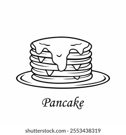 Pancake icon vector design with honey, syrup and fruit. Icon image for food apps and websites.
