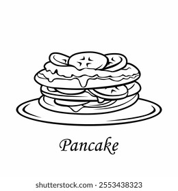 Pancake icon vector design with honey, syrup and fruit. Icon image for food apps and websites.