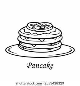 Pancake icon vector design with honey, syrup and fruit. Icon image for food apps and websites.