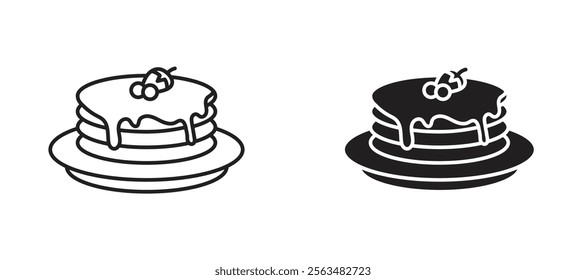 Pancake icons in outline and fill. vector illustration for ui.