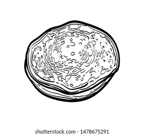 Pancake. Ink sketch isolated on white background. Hand drawn vector illustration. Retro style.