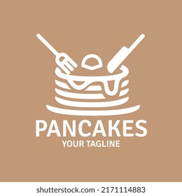 Pancake logo design concept . Isolated On White Background