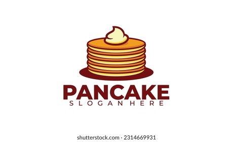 Pancake logo food dessert design vector template