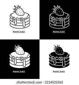 Pancake Logo. Food and Drink Illustration. Sweet Dessert Icon Symbol