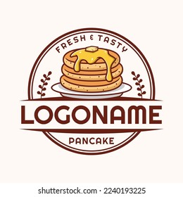 Pancake logo template, suitable for restaurant, food truck and cafe svg