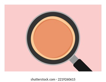 Pancake on a frying pan. Simple flat illustration