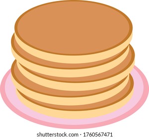 pancake on a plate in vector flat style, single element for design. food, american dessert