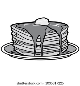 Pancake Party Illustration - A vector cartoon illustration of a Pancake Party concept.