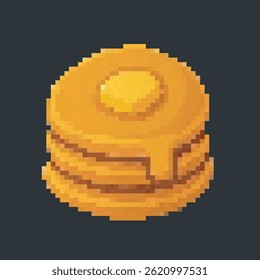 pancake in pixel art style with isolated background