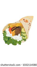 pancake with potatoes and sauce vector