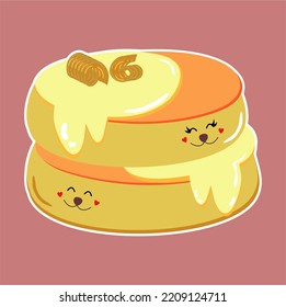 Pfannkuchen-Set. Pfannkuchen mit Butter. Vektorbild