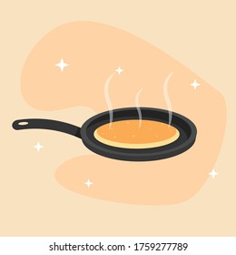 Panqueque Con Ilustración Vectorial De Skillet