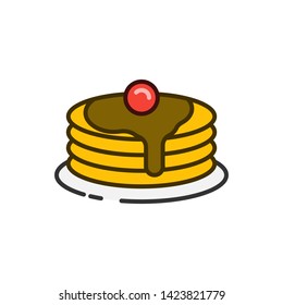 Pancake stack color outline icon