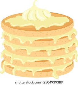 Pancake stack with cream on top cartoon icon