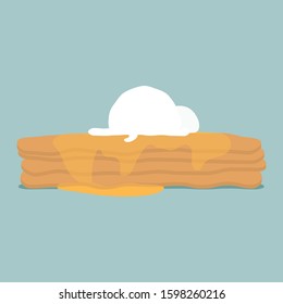 Pancake Stack with Golden Syrup and Ice Cream