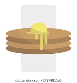 Icono de pila de panqueques. Dulce Vector de desayuno. Símbolo de jarabe de mantequilla. Diseño de comida de la mañana. EPS 10.