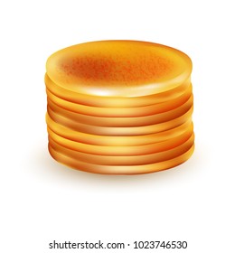 Pancake stack. Realistic stye. Maslenitsa or pancake day  symbol. Premium vector illustration.