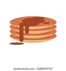 Pancake stack with syrup vector illustration. 
Delicious pancake flat icon.
Stack of pancakes isolated vector