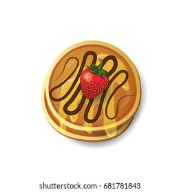 pancake , strawberry top view vector illustration