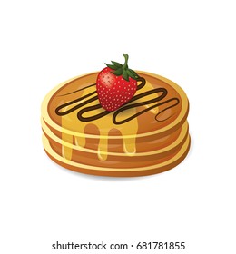 pancake , strawberry vector illustration