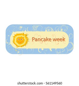 Pancake and the sun on a blue background template for greetings