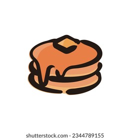 Pancake - Sweets and cake illustration (Hand-drawn line, colored version)