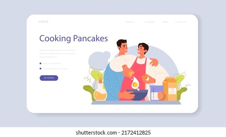 Pancake. Tasty pancake for breakfast with berry and maple syrup, honey or chocolate topping. Homemade dessert. Flat vector illustration