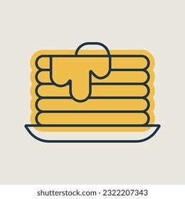 Pancake vector icon. Fast food sign. Graph symbol for cooking web site and apps design, logo, app, UI