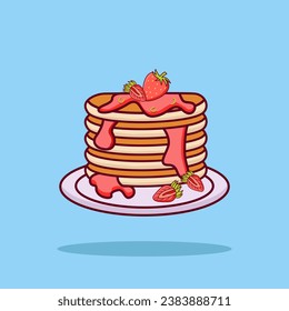 Ilustración del icono del vector del pancake. Icono de panqueque Concepto azul suave aislado. Estilo de caricatura plano adecuado para la página de aterrizaje web, pancarta, volante, adhesivo, tarjeta, fondo