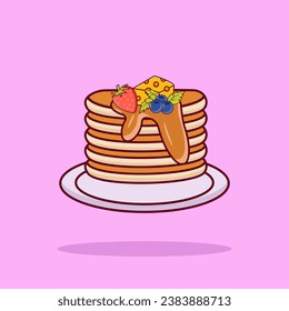 Pancake Vector Icon Illustration. Pancake  Icon Concept Purpel soft Isolated. Flat Cartoon Style Suitable for Web Landing Page, Banner, Flyer, Sticker, Card, Background