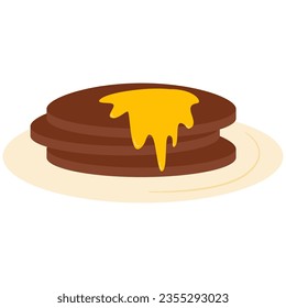 Pancake vector illustration. Cute flat vector illustration with dessert theme. Food.