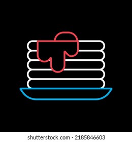 Pancake vector isolated on black background icon. Fast food sign. Graph symbol for cooking web site and apps design, logo, app, UI