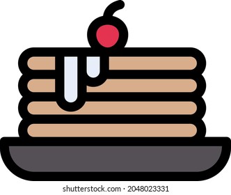 icono de color de línea vector pancake