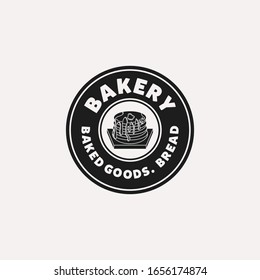 pancake, vintage bakery logo Ideas. round label. Inspiration logo design. Template Vector Illustration. Isolated On White Background