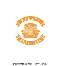 pancake, vintage bakery logo Ideas. Inspiration logo design. Template Vector Illustration. Isolated On White Background
