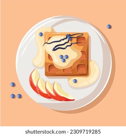 Colorido diseño plano del vector Waffle de panqueque