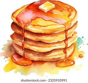 Pancake Watercolor illustration. Hand drawn underwater element design. Artistic vector marine design element. Illustration for greeting cards, printing and other design projects.