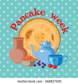 Pancake week vector on the dotted background