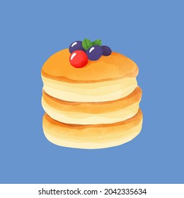 Pancakes with berry. Vector illustration 